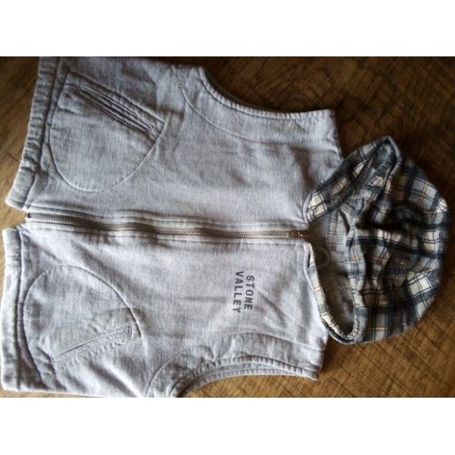 Gilet À Capuche Sans Manche Gris Taille 10 Ans