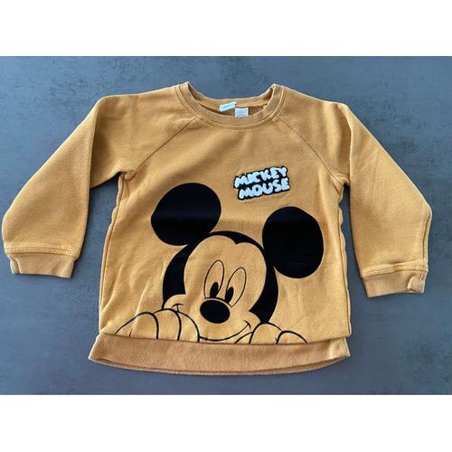 Sweat Mickey Jaune Moutarde H&m Taille 3/4 Ans