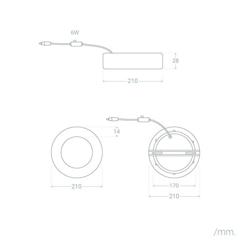 Plafonnier Led 18w Rond Aluminium Ø210 Mm Slim Cct Sélectionnable Galán Switchdimm Naturel