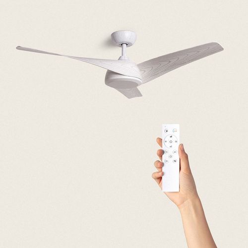 Ventilateur de Plafond Silencieux Eubea 132cm Motor DC Sans Lumière Contrôleur mural + télécommande Bois blanc Bois Blanc Non