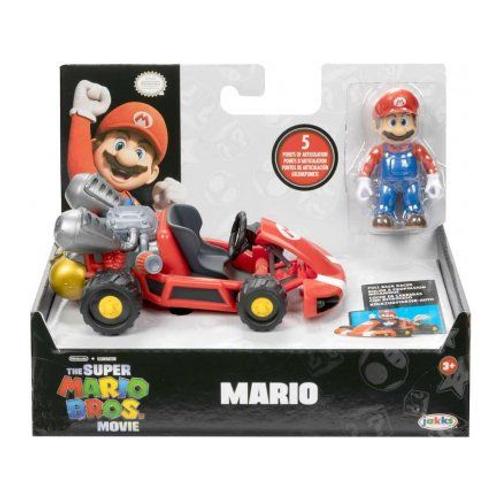 Coffret Super Mario : Mario + Kart 12 Cm - Figurine Articulé - Set Personnage Collection + 1 Carte - Enfant