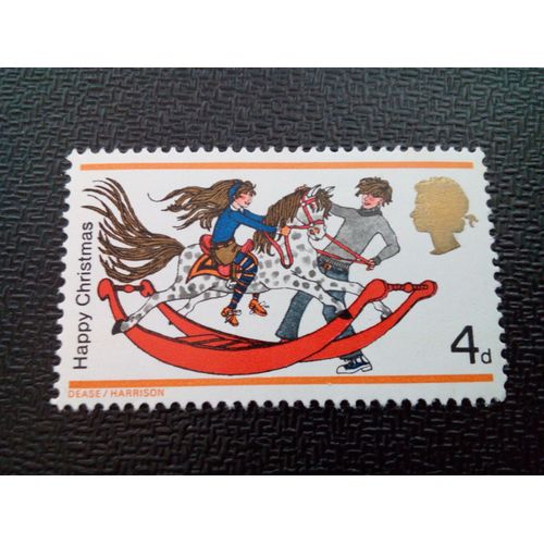 Timbre Grande Bretagne Yt 546 Garçon Et Fille Avec Cheval À Bascule 1968 ( 061212 )