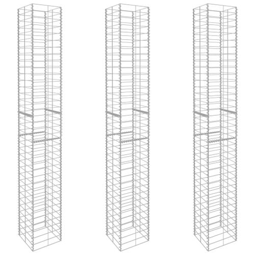 Paniers De Gabion 3 Pcs Acier Galvanisé 25 X 25 X 197 Cm