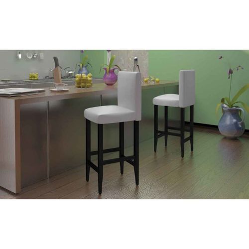Tabourets De Bar 6 Pcs Blanc Similicuir