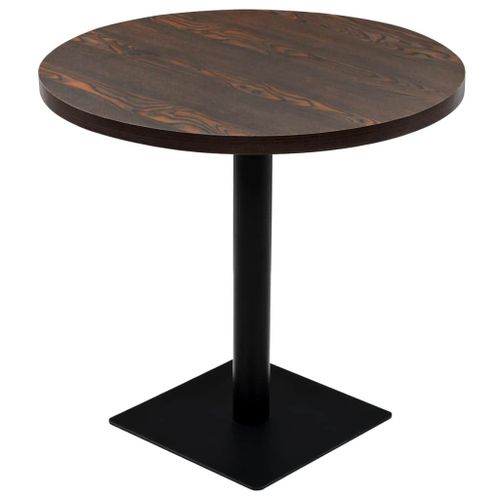 Table De Bistro Mdf Et Acier Rond 80 X 75 Cm Frêne Foncé
