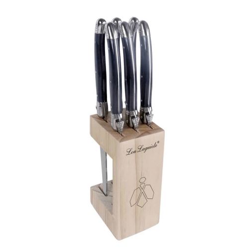 Lou Laguiole Ensemble De Bloc À Couteaux À Steak 7 Pcs Anthracite