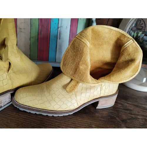 Boots Cuir Jaune Taille 37