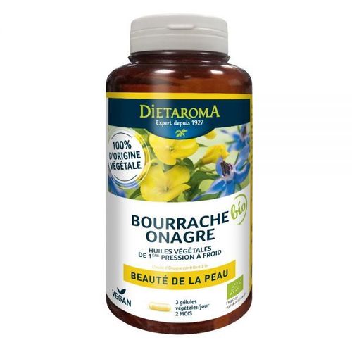 Huile Onagre Bourrache Bio - 180 Capsules Diétaroma 