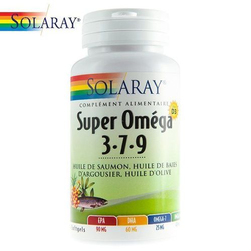 Super Oméga 3 7 9 Et D3 - Huiles De Saumon, De Baies D'argousier, D'olive 60 Capsules - Solaray 
