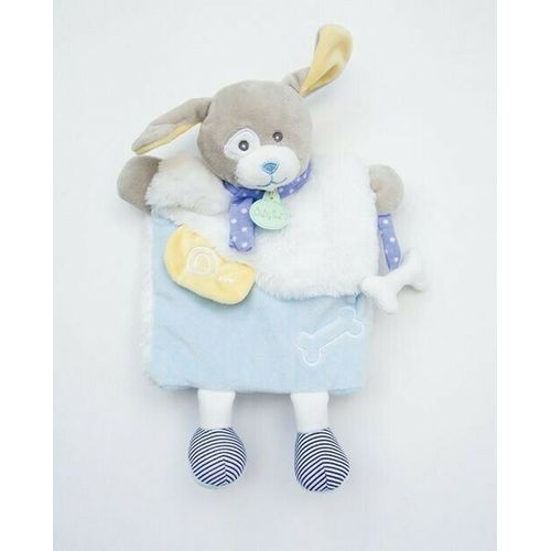 Doudou Marionnette Babynat Les Douillettes Chien Blanc Bleu Ciel Peluche Baby Nat Jouet