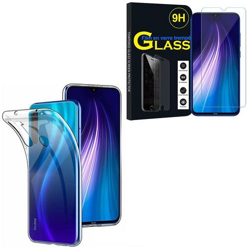 Coque Silicone Pour Xiaomi Redmi Note 8 6.3" Gel Ultraslim Et Ajustement Parfait - Transparent + 1 Film Verre Trempé - Transparent