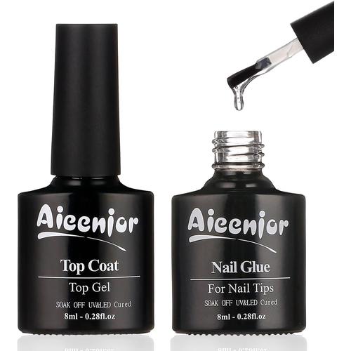 Colle Faux Ongles Extra Forte Top Coat 2 * 8ml, Colle Capsules Ongles Uv, Colle Capsule Americaine Ongle, Gummy Base Pose Americaine, Durcissement De L'extension Des Ongles 