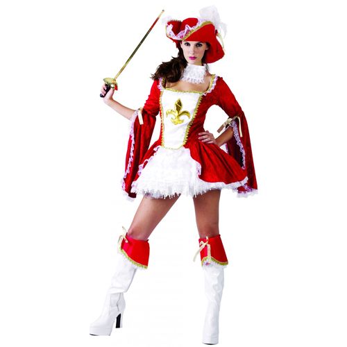 Déguisement Mousquetaire Sexy Rouge Femme - Taille: M / L