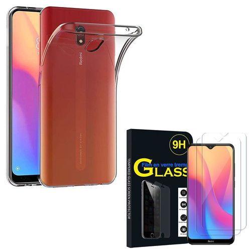 Coque Silicone Pour Xiaomi Redmi 8a 6.2" Gel Ultraslim Et Ajustement Parfait - Transparent + 2 Films Verre Trempé - Transparent