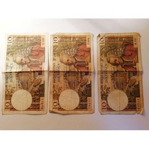 3 Billets De 10 Francs Voltaire