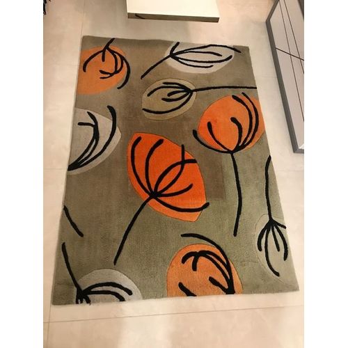 Tapis Beige Motifs Fleurs Oranges