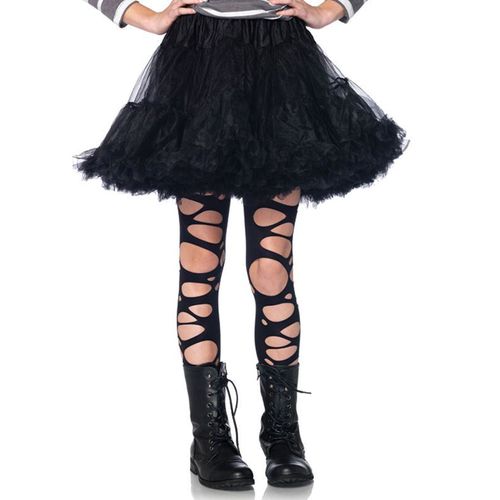 Collants Opaques À Trous Punk Noir Enfant - Taille: 7-10 Ans (122-128 Cm)