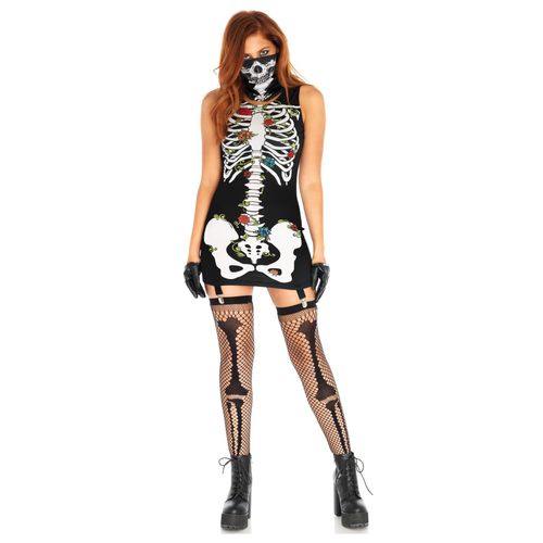 Déguisement Robe Jarretelles Dia De Los Muertos Femme - Taille: M/L (42-44)