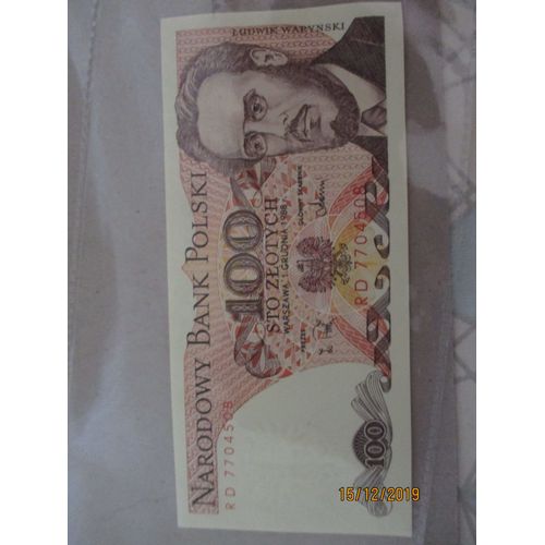 Billet 100 Zloy Pologne 1988