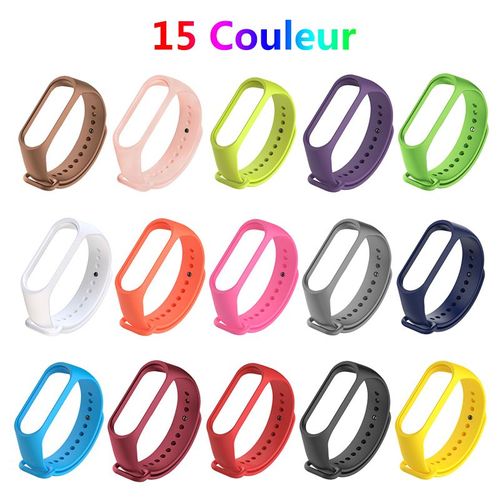 Bracelet De Couleur, Sport Remplacement Sangle Accessoires En Silicone Compatible Pour Xiaomi Band 3/4 (15 Pièces)