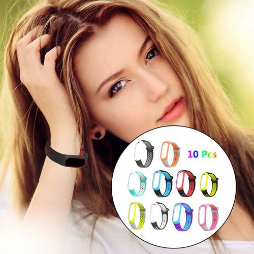 Bracelet De Remplacement Pour Xiaomi Mi Band 4 / Mi Band 3, 10 Pcs Bracelet De Montre En Silicone Réglable Multicolore(Deux Couleurs)