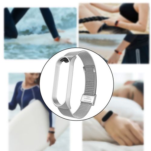 Argent Bracelet Compatible Pour Xiaomi Band 4 / Mi Band 3, Sangles De Remplacement En Métal