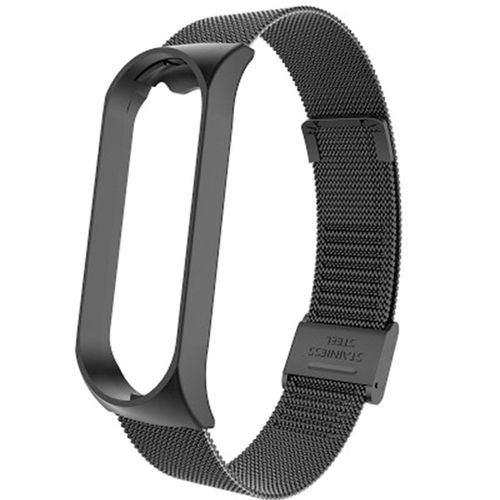 Compatible For Xiaomi Mi Band 4/3 Bracelet Metal, Remplacement Sangle Bracelet Accessoires En Acier Inoxydable De Bracelet (Noir)