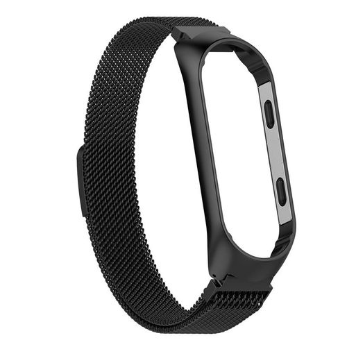 Noir Montre Bracelet De Rechange Pour Xiaomi Mi Band 3 / Mi Band 4, Métal En Acier Inoxydable Remplacement Bracelet(Pas Hôte)