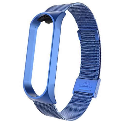 Strap Ajustable En Acier Inoxydable Watch Bracelet De Remplacement Pour Montres Connectées Xiaomi Mi Band 3/4 - Bleu Nuit