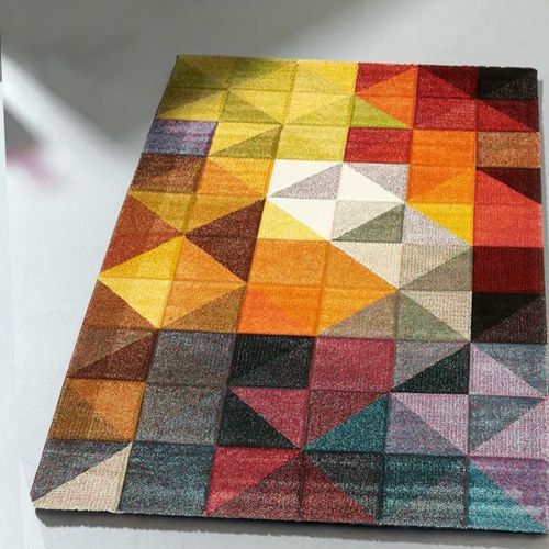 Tapis Grand Salon 280x380 Tissé Noir Et Rouge Rectangle Motif Géométrique Lyn8 Marix