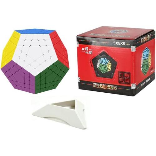 Funnygoo Shengshou 5x5 Dodécaèdre 12 Surfaces Gigaminx Megaminx 5x5x12 Magic Puzzle Cube Stickerless + Un Présentoir Cube