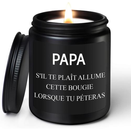 Idees Cadeau Papa Anniversaire Homme Pere Original - Bougie Parfumées Drole Fête des Pères Noël, Personnalisé Bougie au Bois de Santal
