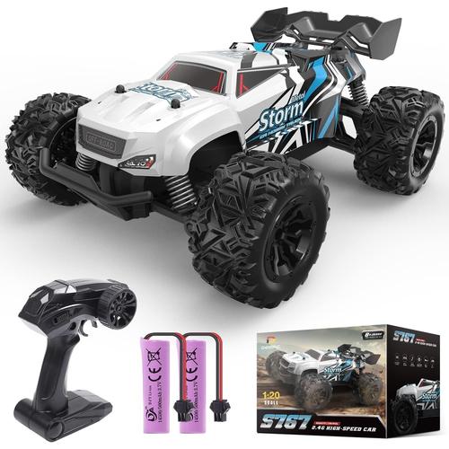 Rc Car, Monster Truck Télécommandé Avec 2 Piles Pour 40 Minutes De Jeu, Tout-Terrain 2,4 Ghz Rtr Rock Crawler Jouet Cadeau Pour Garçons Filles Enfants Débutants