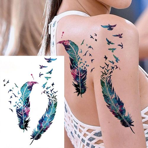 Tatouages Temporaires 3d À Fleurs Noires Pour Femmes Et Filles Faux Autocollant Rose Pivoine Lune Loup Renne Art De La Poitrine 