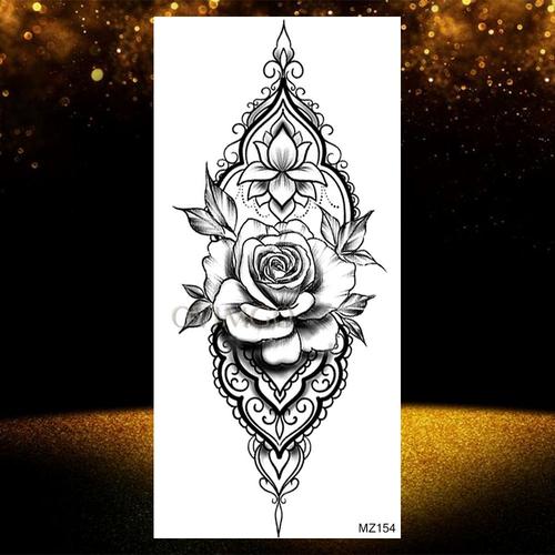 Tatouages Temporaires À Fleurs Géométriques Sexy Pour Femmes Adultes Faux Tatouage À Fleurs En Diamant Rose Art Corporel Maquillage Floral 