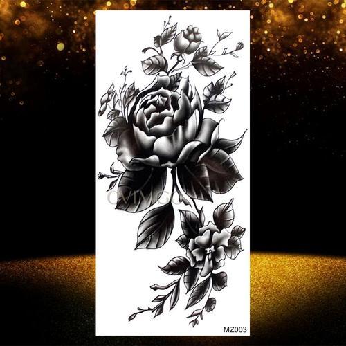 Tatouage Temporaire Fleur De Henné Noir Pour Femmes Faux Bijoux En Dentelle Autocollant Pendentif D'art Corporel Pour Mariage Indien Maquillage 