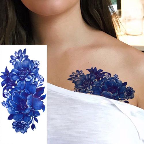 Tatouage Temporaire Pour Femmes Autocollant Unique Rose Aquarelle Totem Indien Réaliste Fleur En Fleurs 