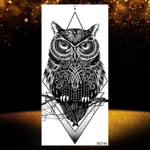 Autocollant De Tatouages Temporaires Imperméables Pour Adultes Pâte De Tatouage Visage De Loup Noir Géométrique Art Corporel Cool Femmes Et Hommes Filles 