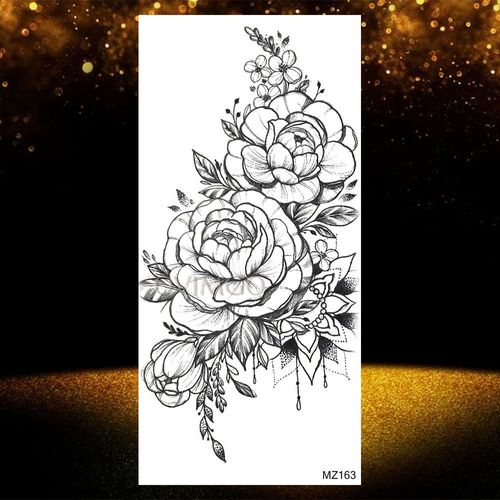 Autocollant De Tatouages Temporaires Imperméables Pour Adultes Pâte De Tatouage Visage De Loup Noir Géométrique Art Corporel Cool Femmes Et Hommes Filles 