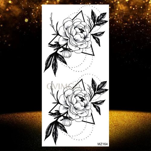 Autocollant De Tatouages Temporaires Imperméables Pour Adultes Pâte De Tatouage Visage De Loup Noir Géométrique Art Corporel Cool Femmes Et Hommes Filles 