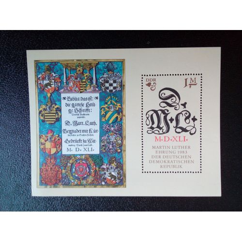 Timbre Allemagne / Rda Yt Bf 71 500e Anniversaire Du Réformateur Martin Luther (1483-1546) 1983 ( 091212 1)
