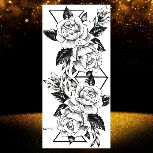 Autocollant De Tatouages Temporaires Imperméables Pour Adultes Pâte De Tatouage Visage De Loup Noir Géométrique Art Corporel Cool Femmes Et Hommes Filles 