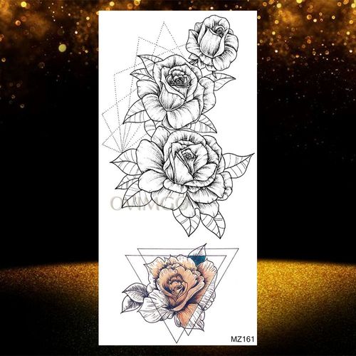Autocollant De Tatouages Temporaires Imperméables Pour Adultes Pâte De Tatouage Visage De Loup Noir Géométrique Art Corporel Cool Femmes Et Hommes Filles 