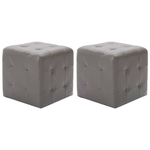 2 Pcs Poufs Gris 30 X 30 X 30 Cm Similicuir