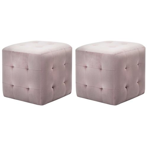 2 Pcs Poufs Rose 30 X 30 X 30 Cm Tissu Velours
