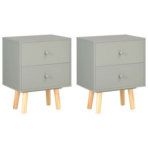 Tables De Chevet 2 Pcs Gris 40 X 30 X 50 Cm Pin Massif