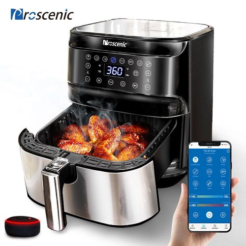 Proscenic Friteuse sans Huile Electrique à Air Chaud 5.5L avec Ecran Tactile LED 8 Programmes Noir