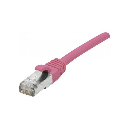 deXlan - Cordon de raccordement - RJ-45 (M) pour RJ-45 (M) - 50 cm - SFTP - CAT 6a - sans halogène, moulé, sans crochet - rose