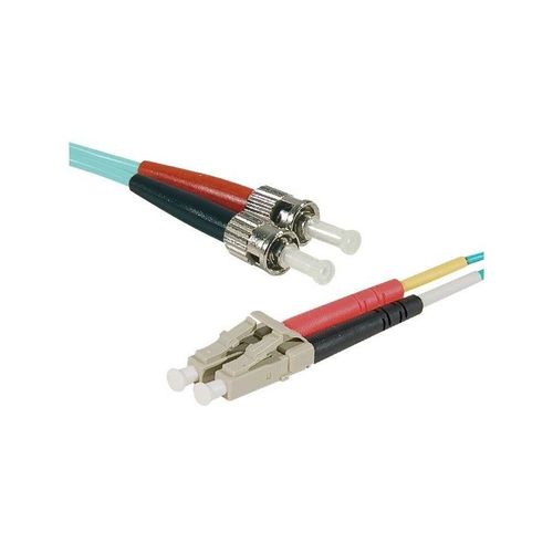 exertis Connect - Cordon de raccordement - ST/UPC multimode (M) pour LC/UPC multimode (M) - 1 m - 2 mm - fibre optique - duplex - 50 / 125 microns - OM3 - sans halogène - turquoise