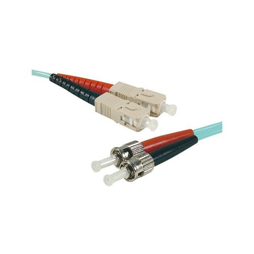exertis Connect - Cordon de raccordement - ST/UPC multimode (M) pour SC/UPC multimode (M) - 2 m - 2 mm - fibre optique - duplex - 50 / 125 microns - OM3 - sans halogène - turquoise